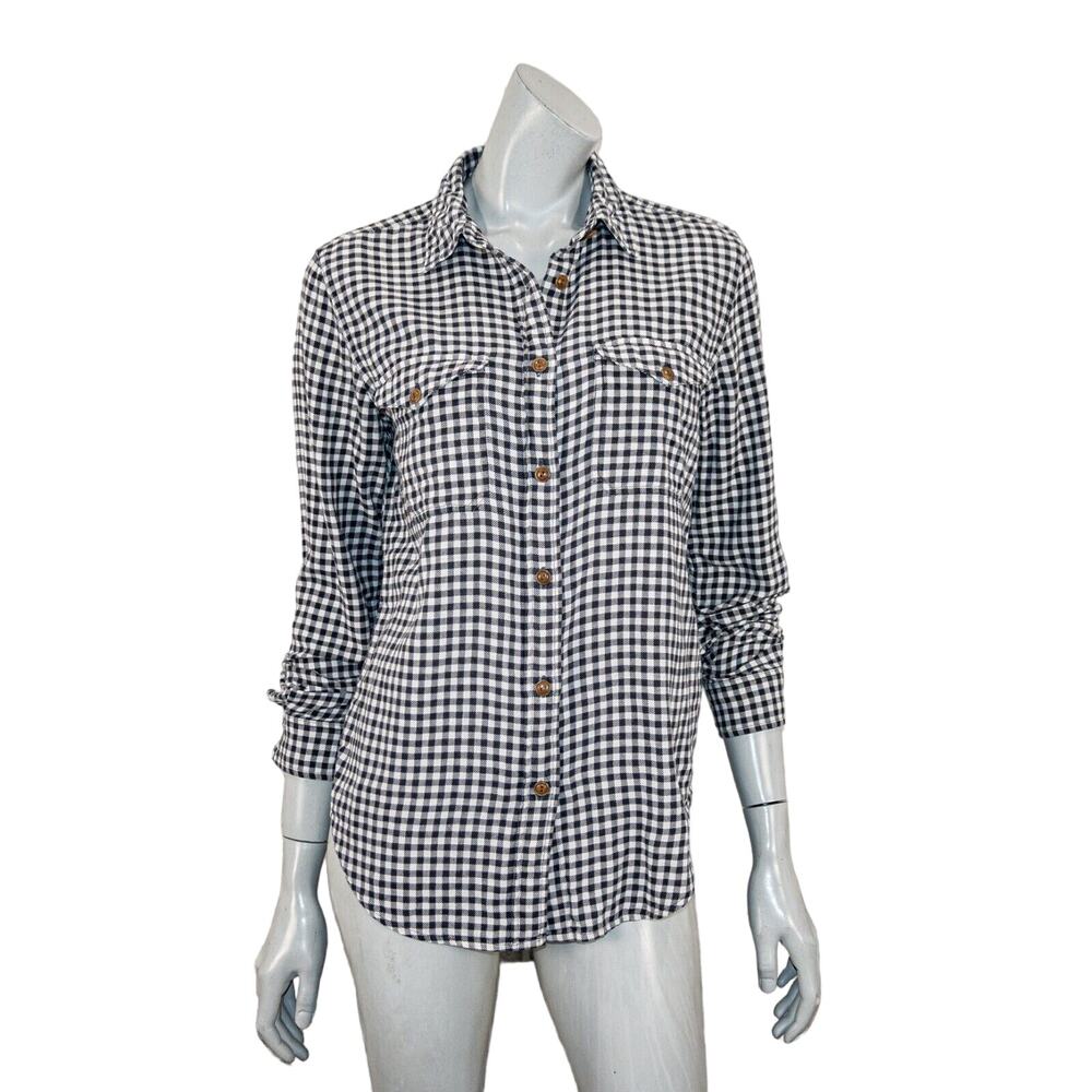 CC FILSON Co Women's Button up Flannel Shirt White Black Gingham check sz M